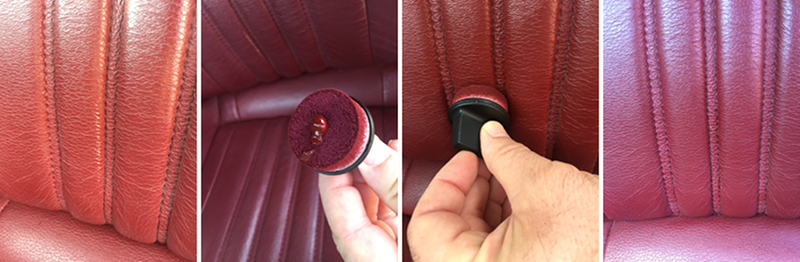 Beseitigen von Kratzern und Rissen im Leder eines Autositzes
